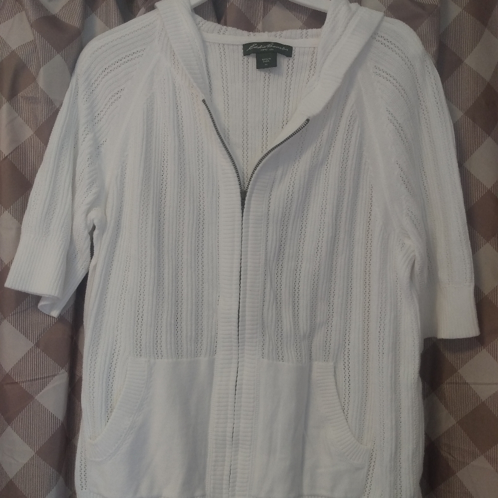 Eddie Bauer white zip front hoodie
